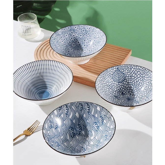 Mangkok Ramen Mangkok Keramik Jepang Seri Yamada Mangkok Ramen Keramik