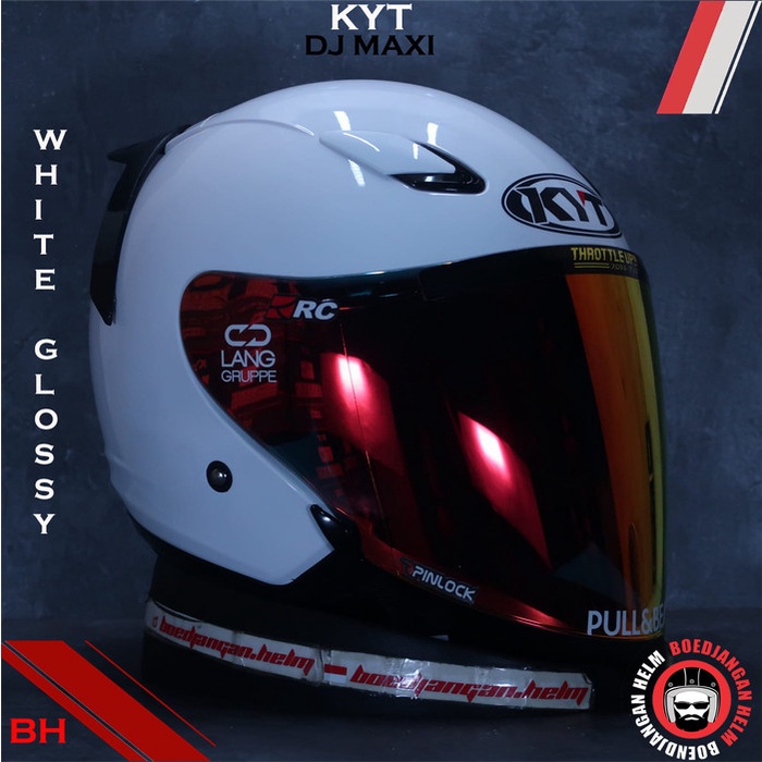 KYT HELM DJ MAXI SOLID WHITE GLOSSY - HALF FACE - DOUBLE VISOR