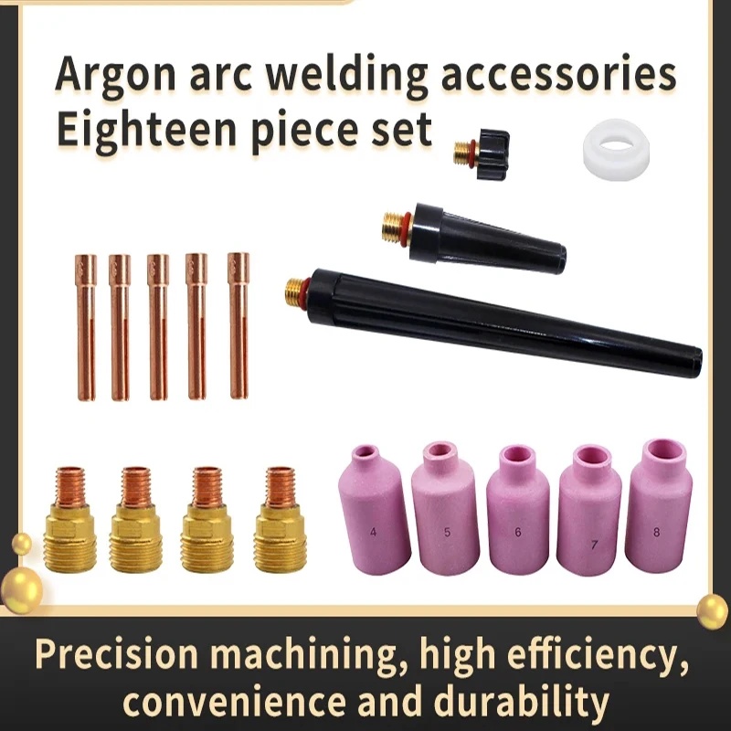 18pcs TIG Welding Torch Stubby Gas Lens Kit Cup Collet Body Nozzle for WP-9/20/25 Welding Machine Ac