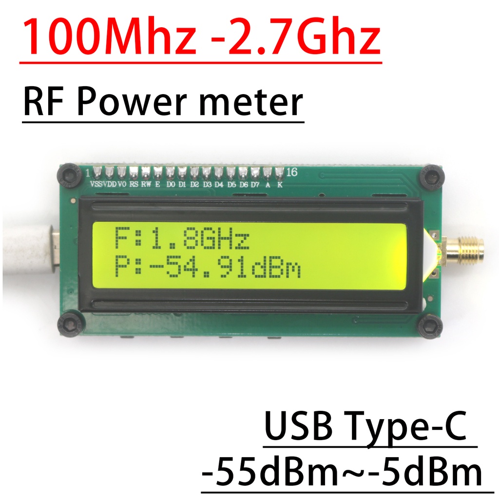100M-2.7Ghz ARW227 RF Power Meter 24bit ADC High-precision RF Detector Type-C FOR Ham Radio Amplifie