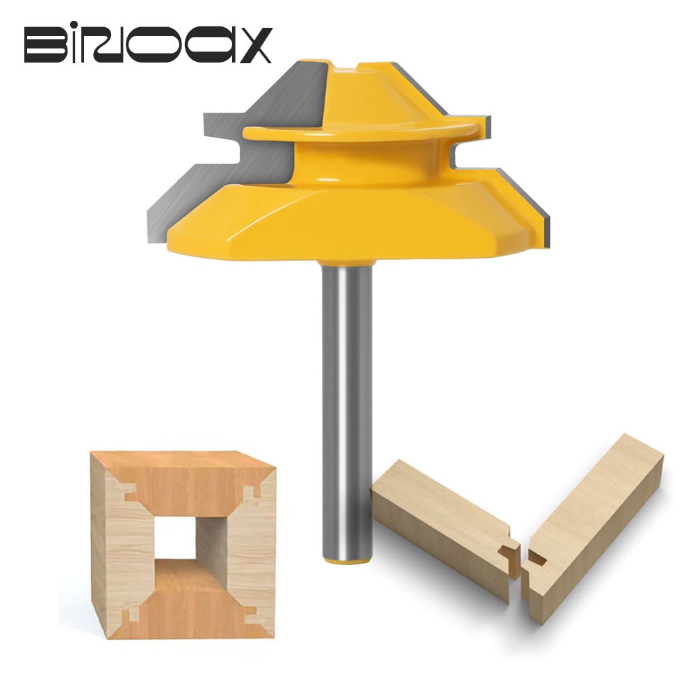 45° Degree Lock Miter Router Bit Woodworking Milling Cutter Up to 1-1/2" Slotting Smooth Trimming Ma