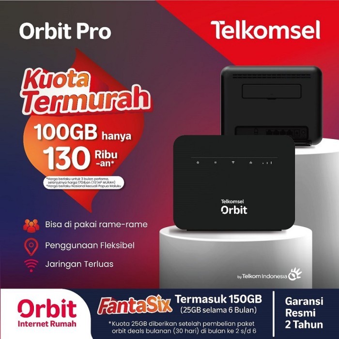 Obral Telkomsel Orbit Modem WiFi 4G High Speed Bonus Data 50GB