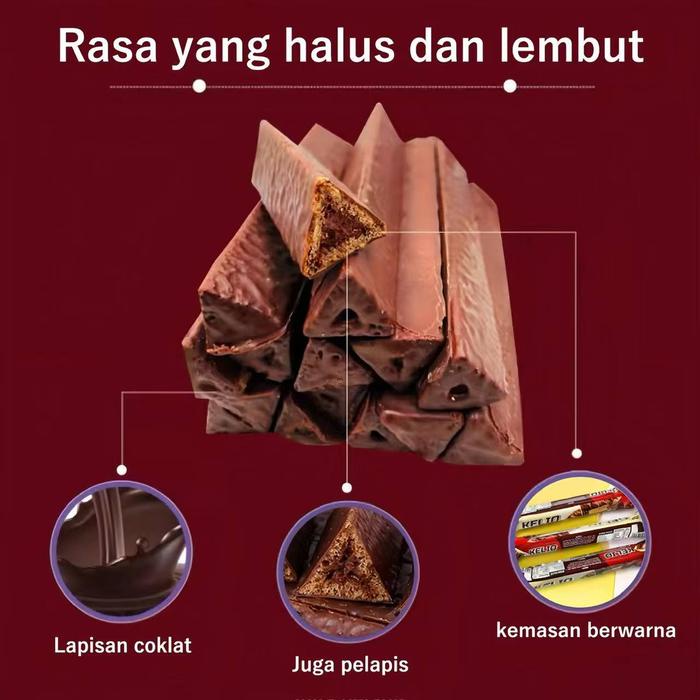 

Batang cokelat panjang dengan sudut cokelat/kue kering berbentuk seqitiga/makanan ringan/lapisan