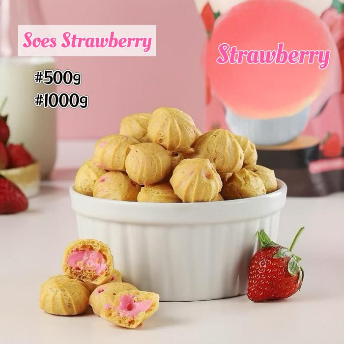 

Soes strawberry/coklat/500g/1kgmix rasa/halal Kue Sus Kering lsi soes coklat lumer 1kgr (Cemilan