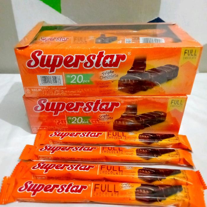 

Paket 2box SUPERSTAR wafer coklat 250g ( 20 pcs ) Snack Cemilan Chocolate