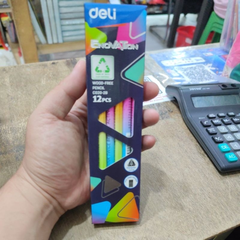 

(12 pcs) Pensil deli 2B triangular enovation isi lusinan