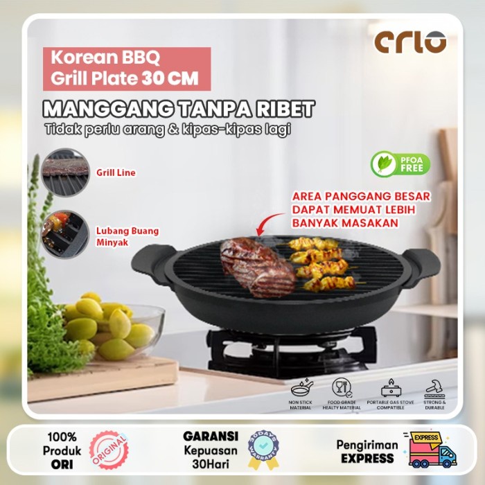 Termurah Pemanggang Anti Lengket Bakaran Sate Crio Korean Bbg Grill Plate