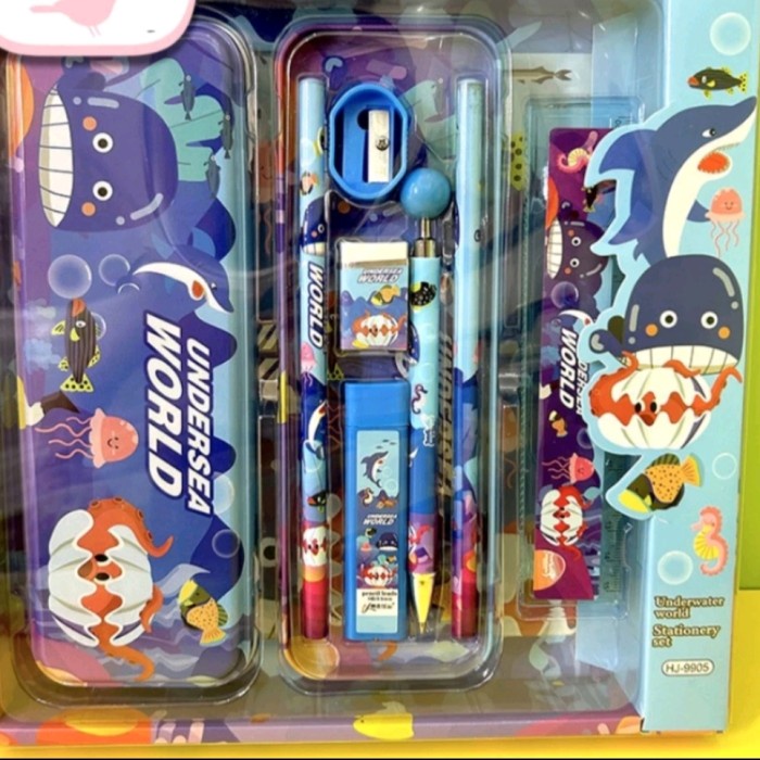 

Tempat pensil alat tulis hiu paus stationery set sea animal ikan hiu Kode 342
