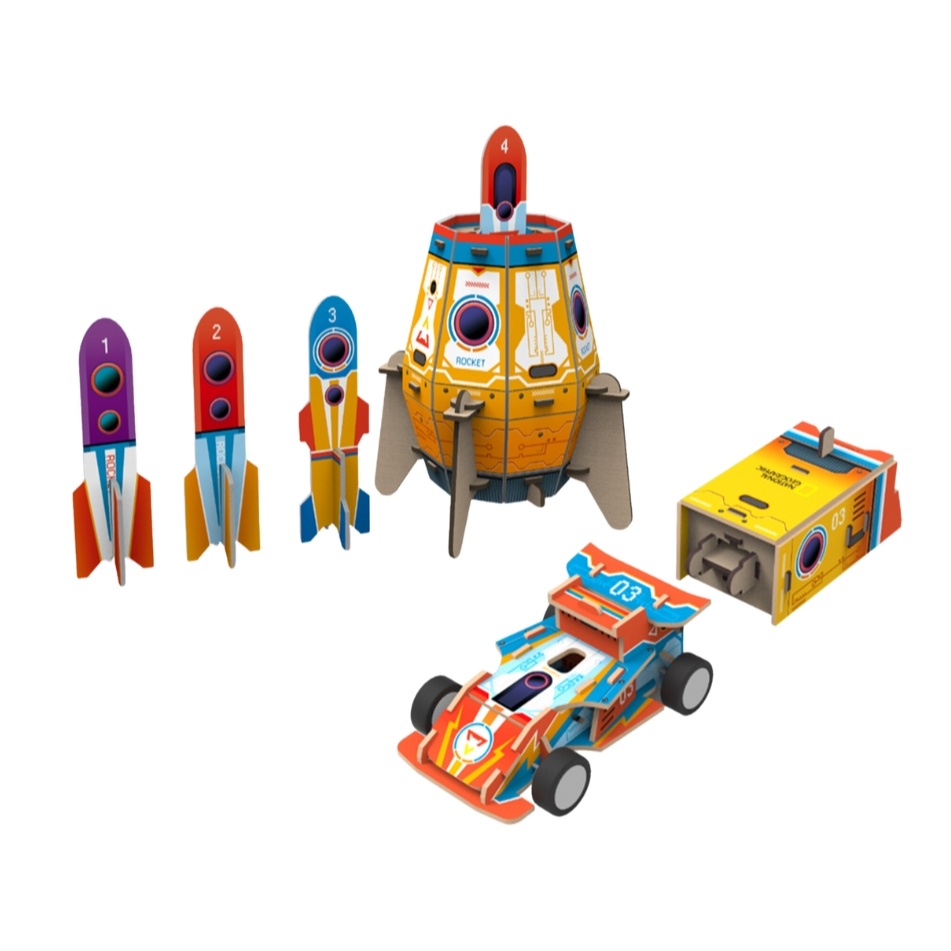 Limited Mobil Jalan Dan Roket Tembak Tanpa Baterai Puzzle 3D Mainan Interaktif