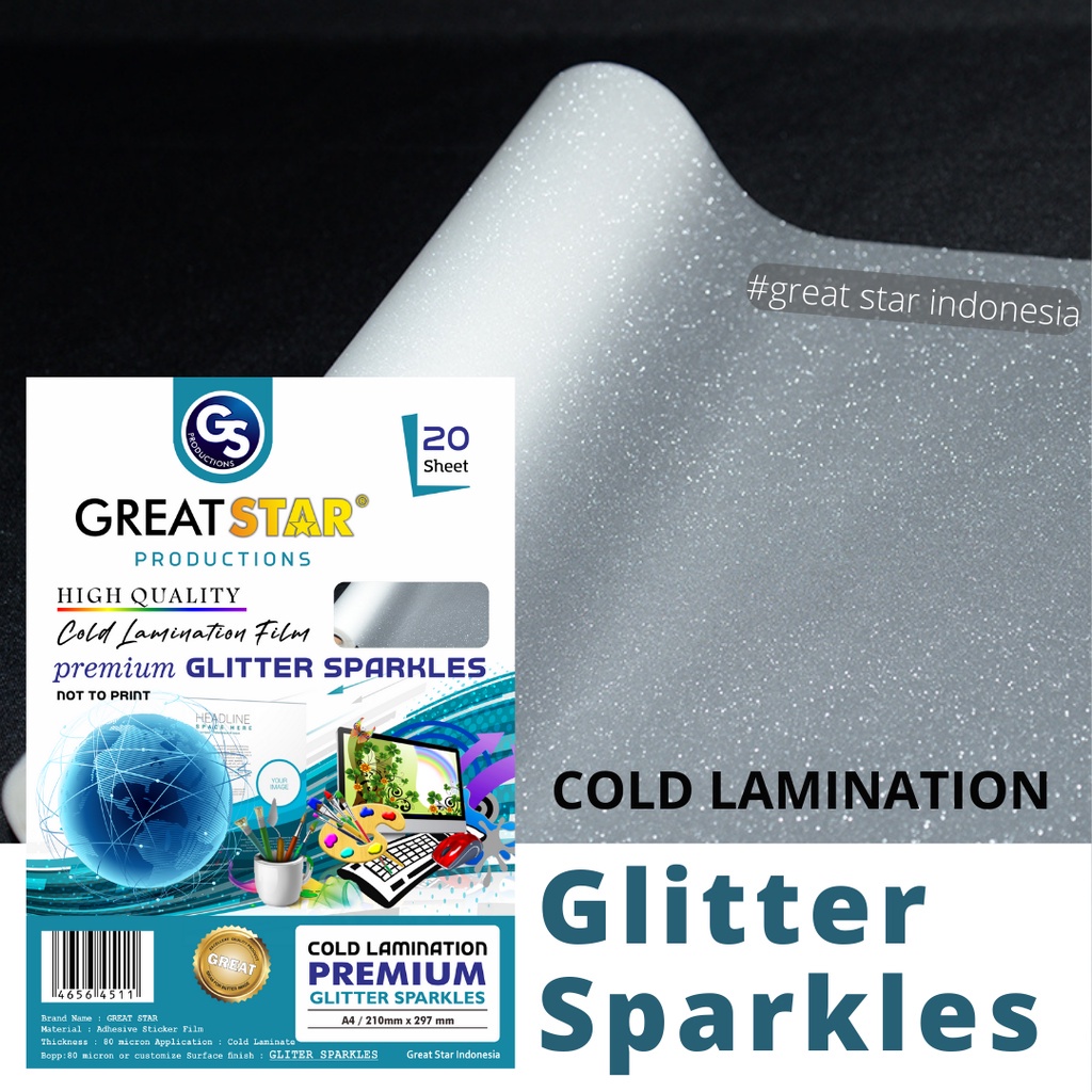 

Discount Cold Lamination Film/Laminasi Dingin Premium Glitter Sparkle A4/20