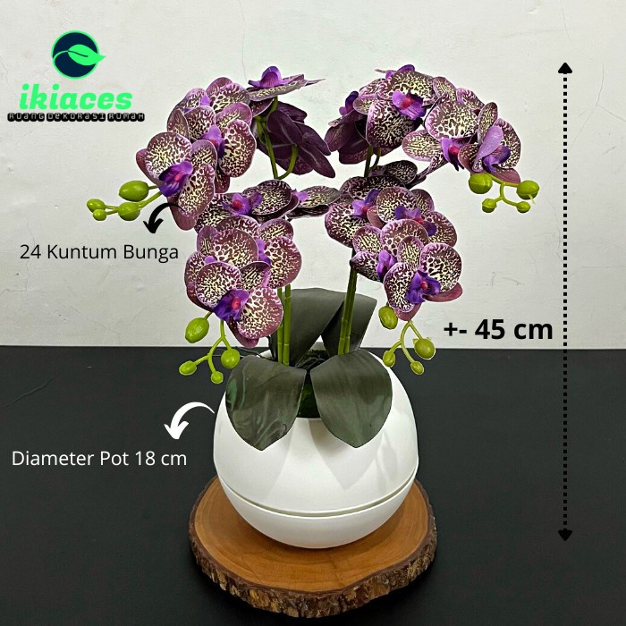 JAYAmart- ANGGREK LATEX ARTIFISIAL BUNGA POT HIAS PREMIUM DEKORASI BUNGA ANGGREK