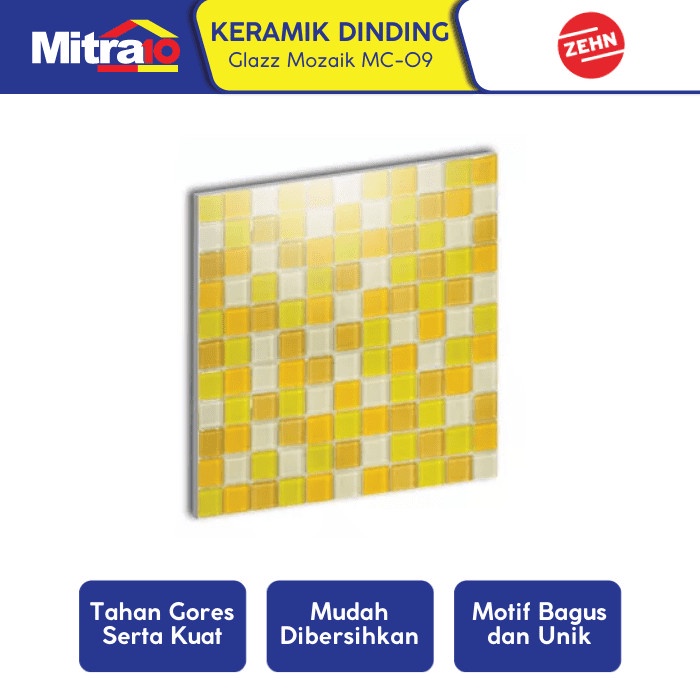 JAYAmart- ZEHN GLASS MOSAIC MC-09 YELLOW MOTIVE 30X30CM