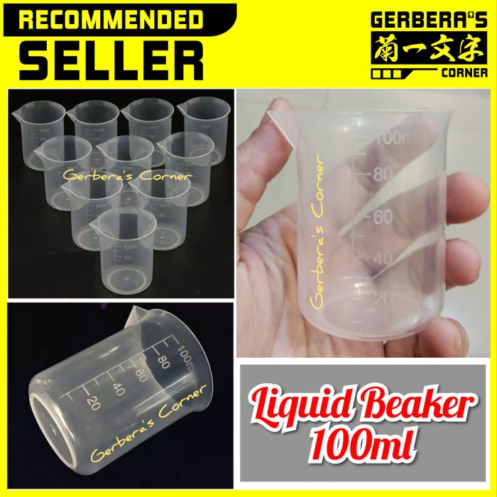 JTTOP" LIQUID BEAKER 100ML / 100CC PLASTIC BEAKER GELAS UKUR CAT THINNER