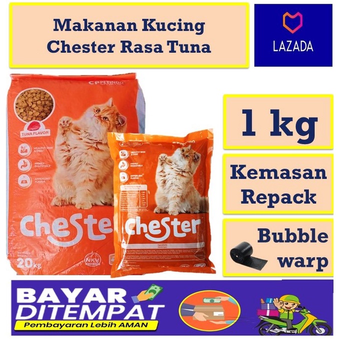 

makanan kucing chester 1kg rasa tuna