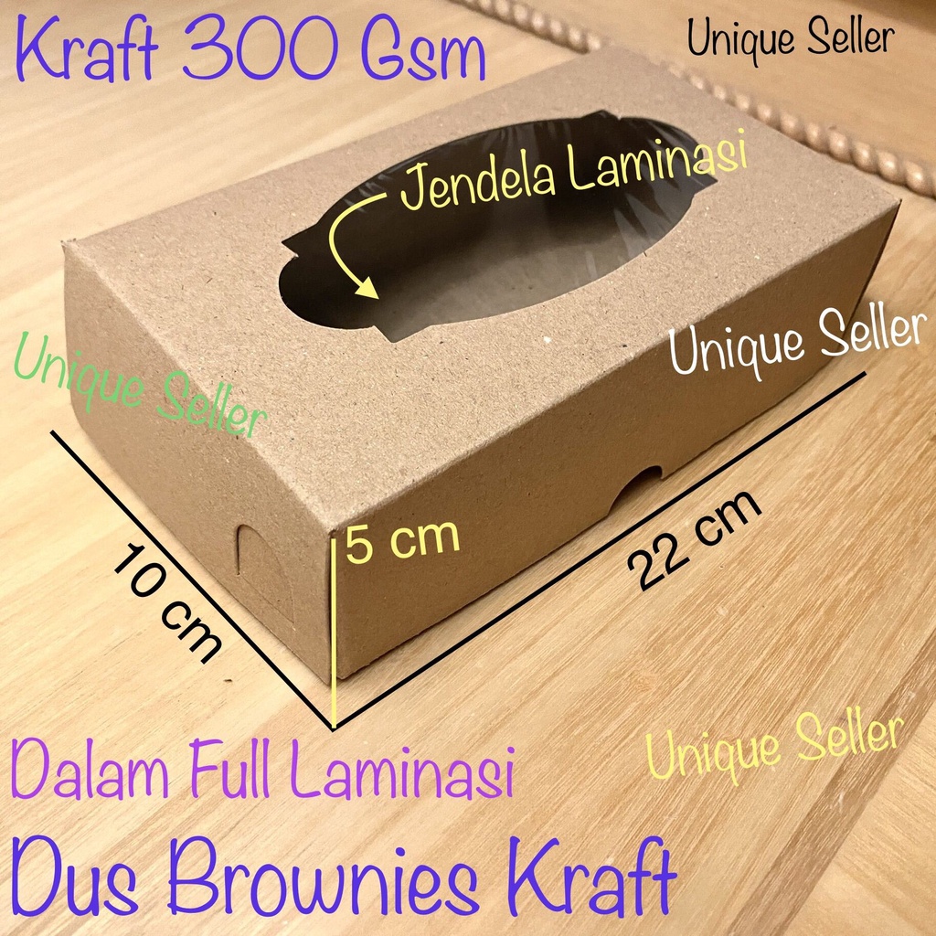 

[Isi50] Dus Kotak Box Brownies 22x10x5 Kraft Jendela Laminasi / Dus Box Kotak Kue Roti Snack 22x10 x