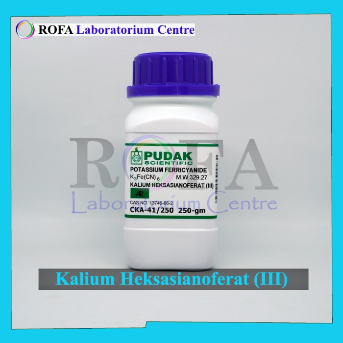 JTTOP" KALIUM HEKSASIANOFERAT (III) POTASSIUM HEXACYANOFERRAT (III) 500 GRAM