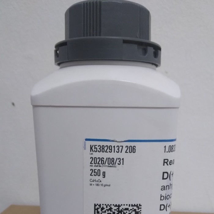 JTTOP" GLUKOSA. GLUCOSE. D(+)-GLUCOSE ANHYDROUS 250G. MERCK