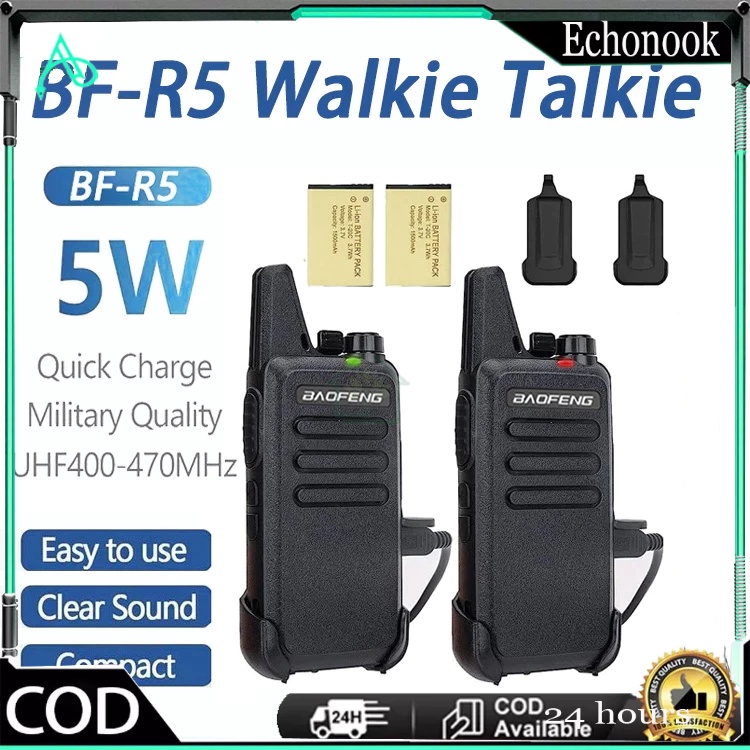 100%OriHT BaoFeng R5 Walkie Talkie Jarak Jauh 10km(Max) HT Wlan UHF 1/2 Units Handy Talky Waterproof