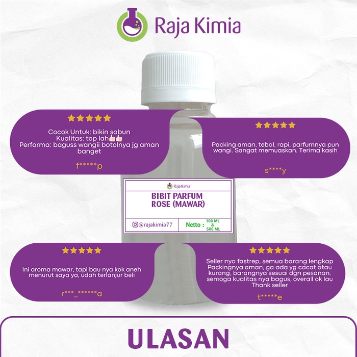 BIBIT PARFUM ROSE (MAWAR) / FRAGRANCE OIL