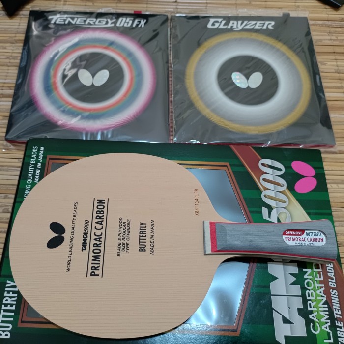PAKET BET TENIS MEJA BUTTERFLY PRIMORAC CARBON PLUS TENERGY ORIGINAL