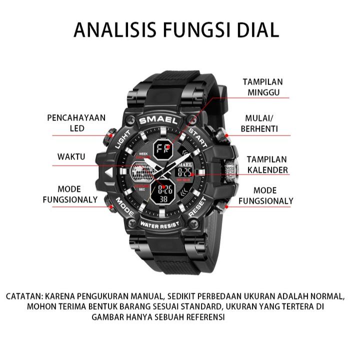 Jam Tangan Sport Analog Digital Pria Wanita Merk SMAEL 8027