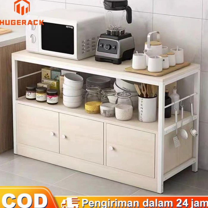 TERBATAS Rak Dapur/Rak Oven Microwave Bumbu Dapur Kayu Serbaguna/ Rak Oven/ Rak