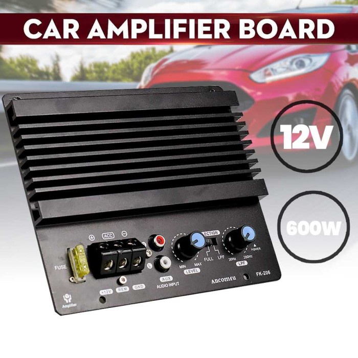 Raibowshopp Kit Power Ampli Mobil Bass Subwoofer 600W Mono 12vdc
