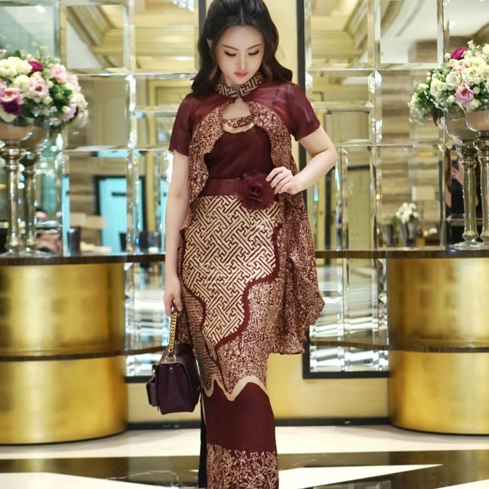 Maroon Set Couple Batik Viscose Qipao Best Quality