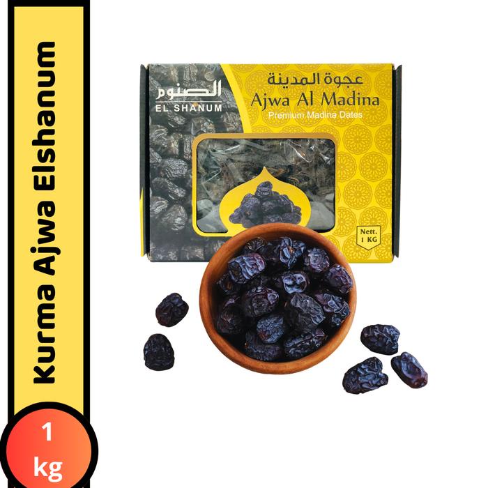 

Kurma Ajwa Madinah 1kg Elshanum Grade A Premium Best Quality kurma nabi Arabian Food Organik Camilan