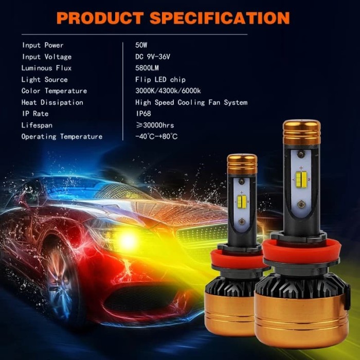 LAMPU HEADLAMP MOBIL H7 LED LAMPU LED H7 TIGA WARNA LED H7 MOTOR DiskonJual MurahHarga DiskonObral