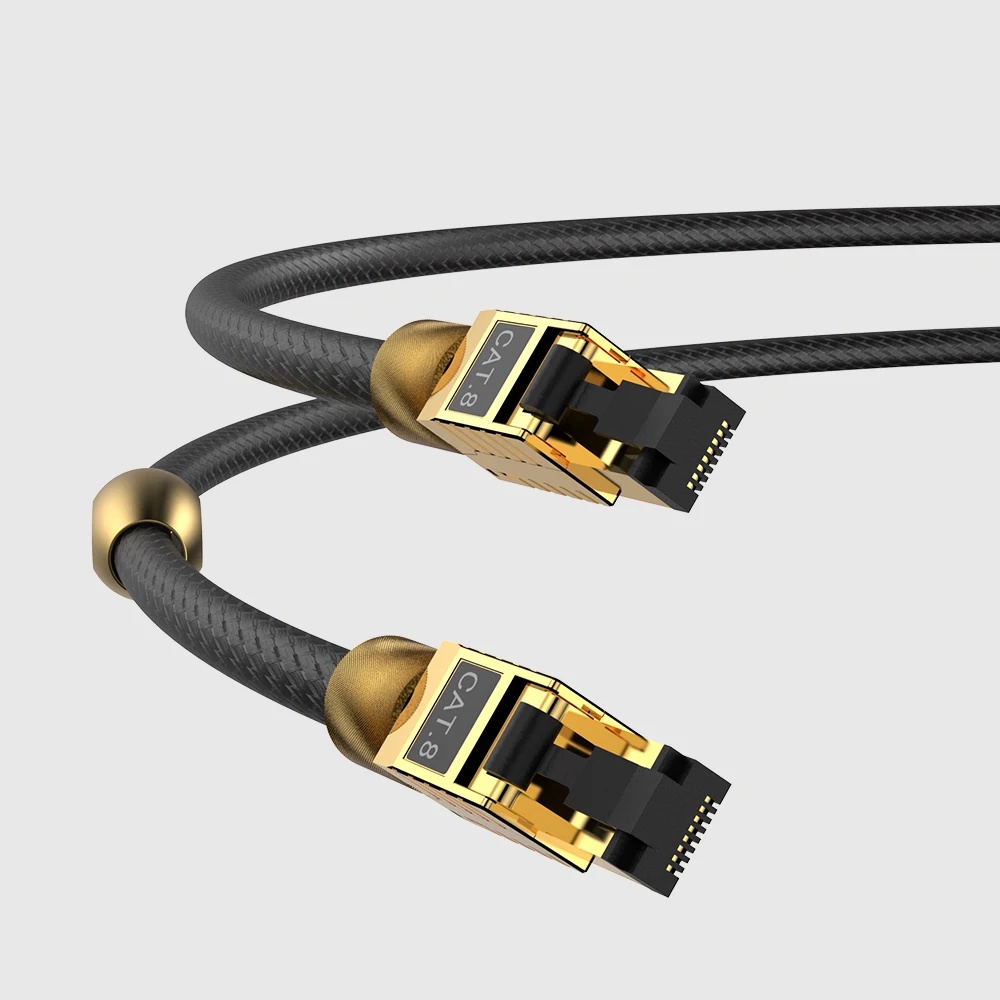 DELO Viborg Audio LAN8 Pure Silver Cat8 Ethernet Cable RJ45 Ethernet Network Cable CAT8 Lan Cable