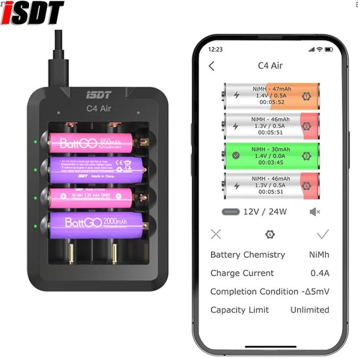 ISDT C4 Air 4A 6 Slots USB Type-C input Smart Charger with APP