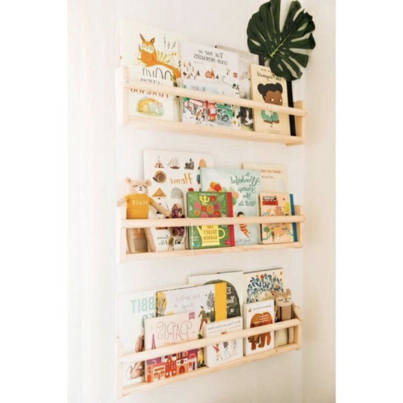 BEST SELLER RAK TEMPAT BUKU KAYU GANTUNGAN RAK MAJALAH RAK NOVEL / RAK BUKU DINDING KAYU / RAK BUKU