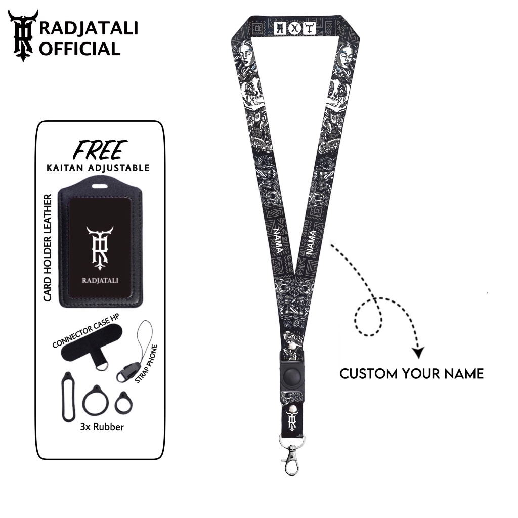 

iK! Lanyard Custom Nama Street Art Series 2cm Request Nama Satuan Gantungan Card holder Full