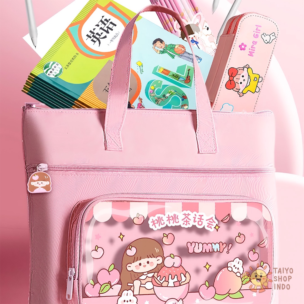 

iK! TAIYO Tas Map Organiser Waterproof File Buku Berkas Les Kursus Sekolah Lucu Motif Kartun