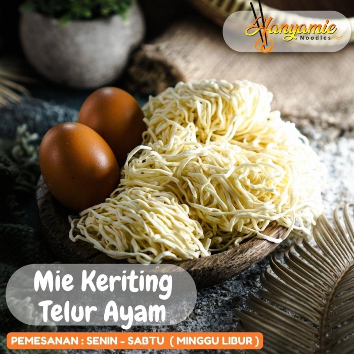 

Ready Mie Mentah Keriting Hanyamie Dengan Telur Ayam