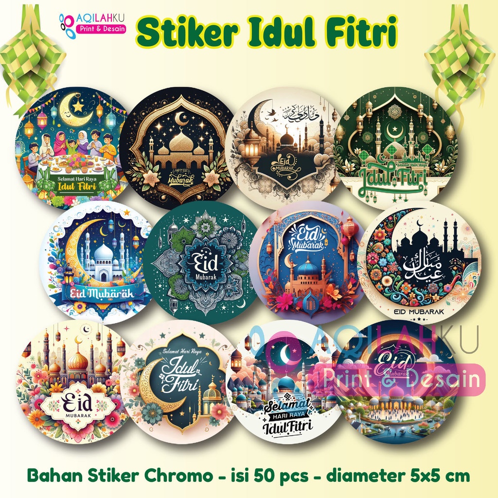 

IK! (1 Pack isi 50 pcs) STIKER EDISI IDUL FITRI STIKER HAMPERS - STIKER BULAT IDUL FITRI - Model
