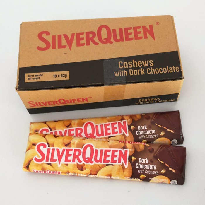 

Promo 10Pcs 1 Kotak Silverqueen Dark Cashew 65Gr Ready
