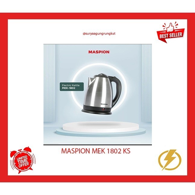 TEKO LISTRIK / KETTEL ELECTRIK MASPION 1.8 LITER 500 WATT MEK - 1802 KS