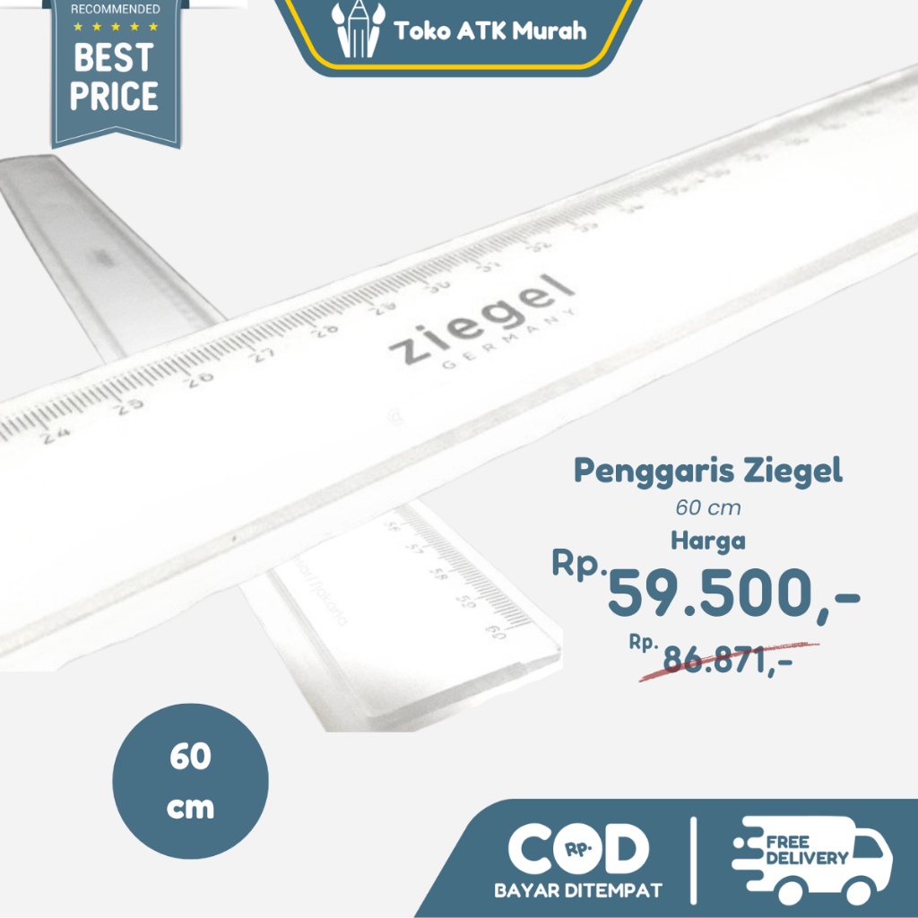 

iK! Penggaris Ziegel Flat Ruler 60cm Penggaris Panjang untuk Gambar Teknik