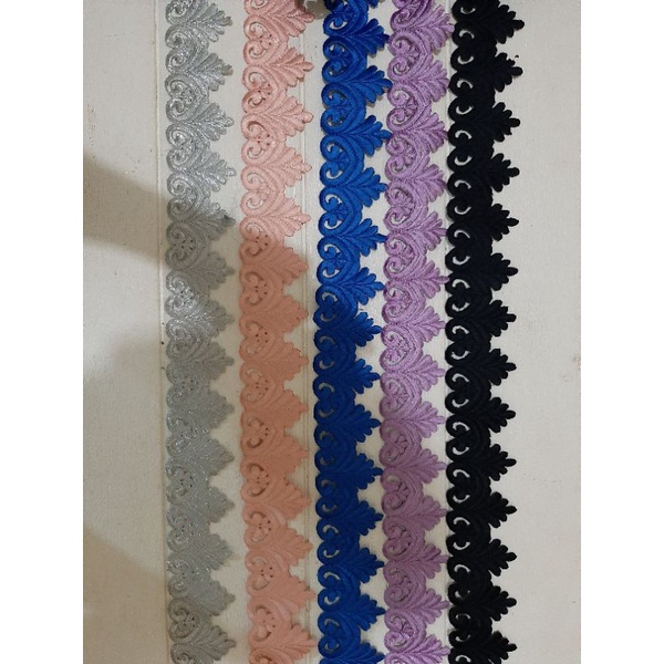 renda bordir aplikasi roll daun aksesories