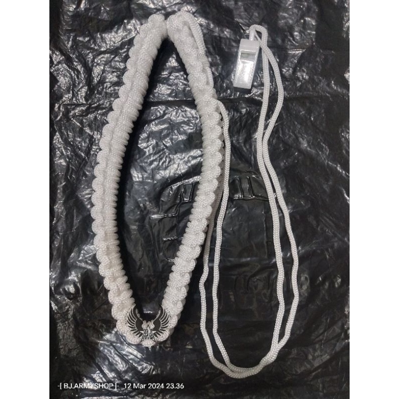 Talikur besar nilon putih kilap pm provos / tali kur nilon pm polisi militer provos terbaru