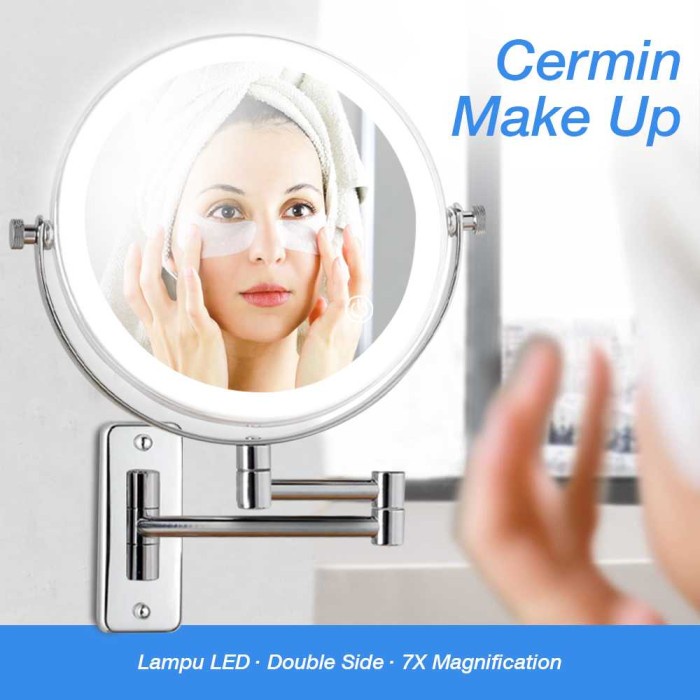 Cern Make Up Dinding Lampu Led Rror Kosmetik Rias Wajah Kaca Bulat