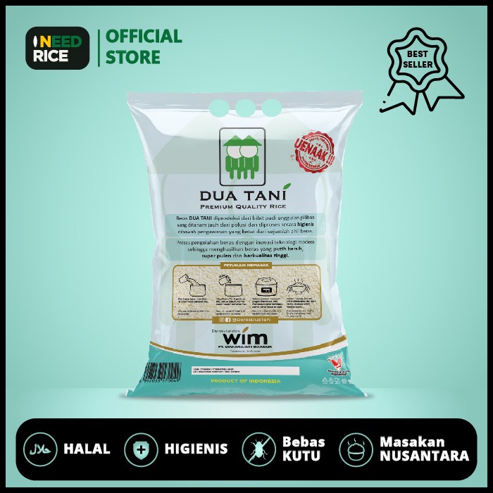 

HJK Beras Premium Super Platinum Dua Tani 5kg HALAL-Pasti Pulen