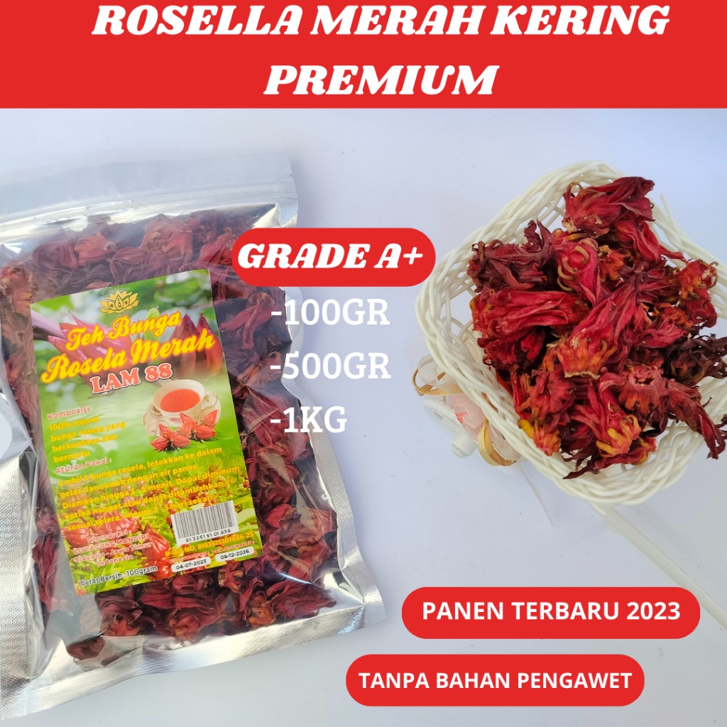

( PROMO ) TEH BUNGA ROSELLA MERAH KERING OBAT HERBAL ALAMI BEST SELLER