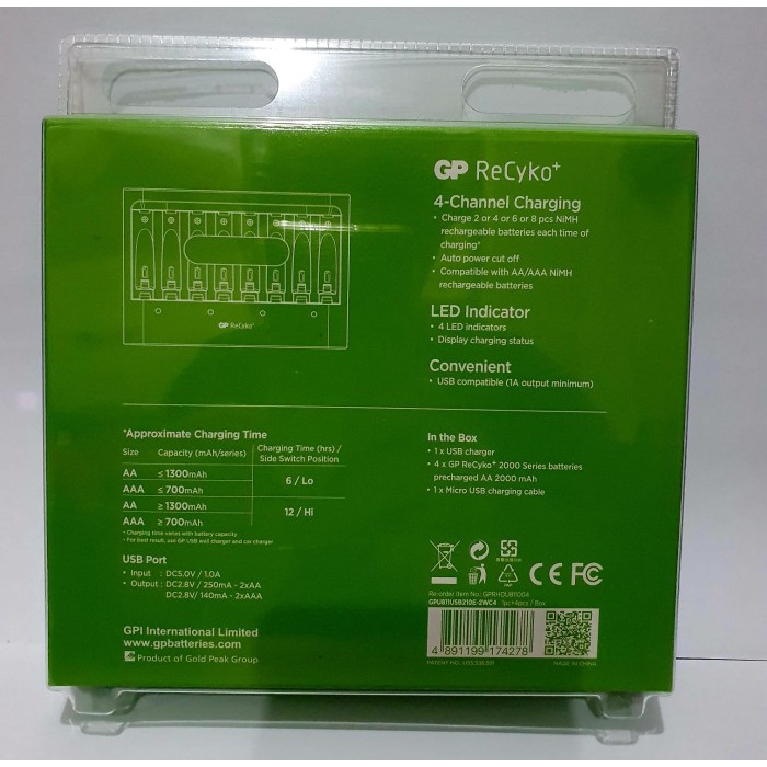 Spesial Gp Charger 8 Slot Plus 4 Baterai Aa