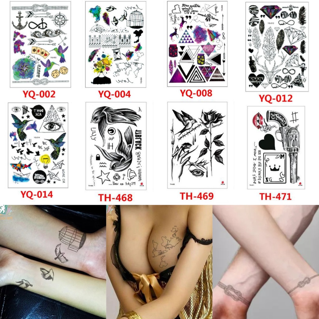 Grosir Stiker Tato / Tato Temporer 21x15cm Motif Aesthetic Tatto Temporary Tato Halal Tato air
