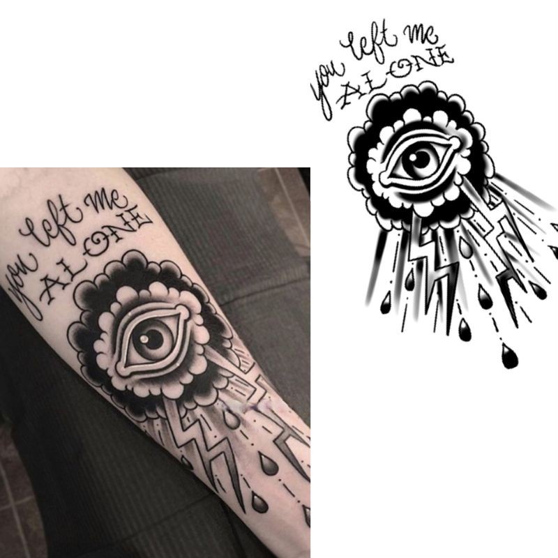Tato Basic Tahan 5-7 Hari Tato Temporer Iluminati Tato segitiga Tato mata Tato satanic Stiker Tato