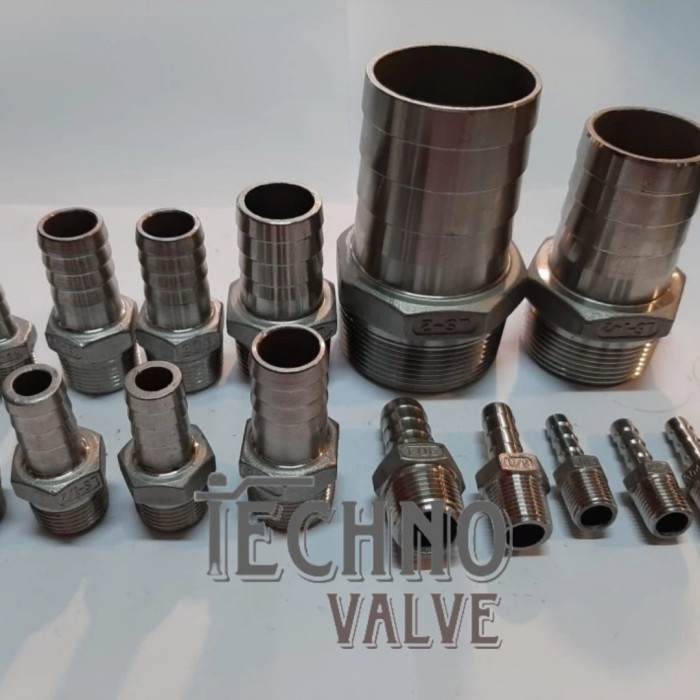 HOSE NEPEL / NEPEL SELANG STAINLESS SS304 DRAT 4" INCH