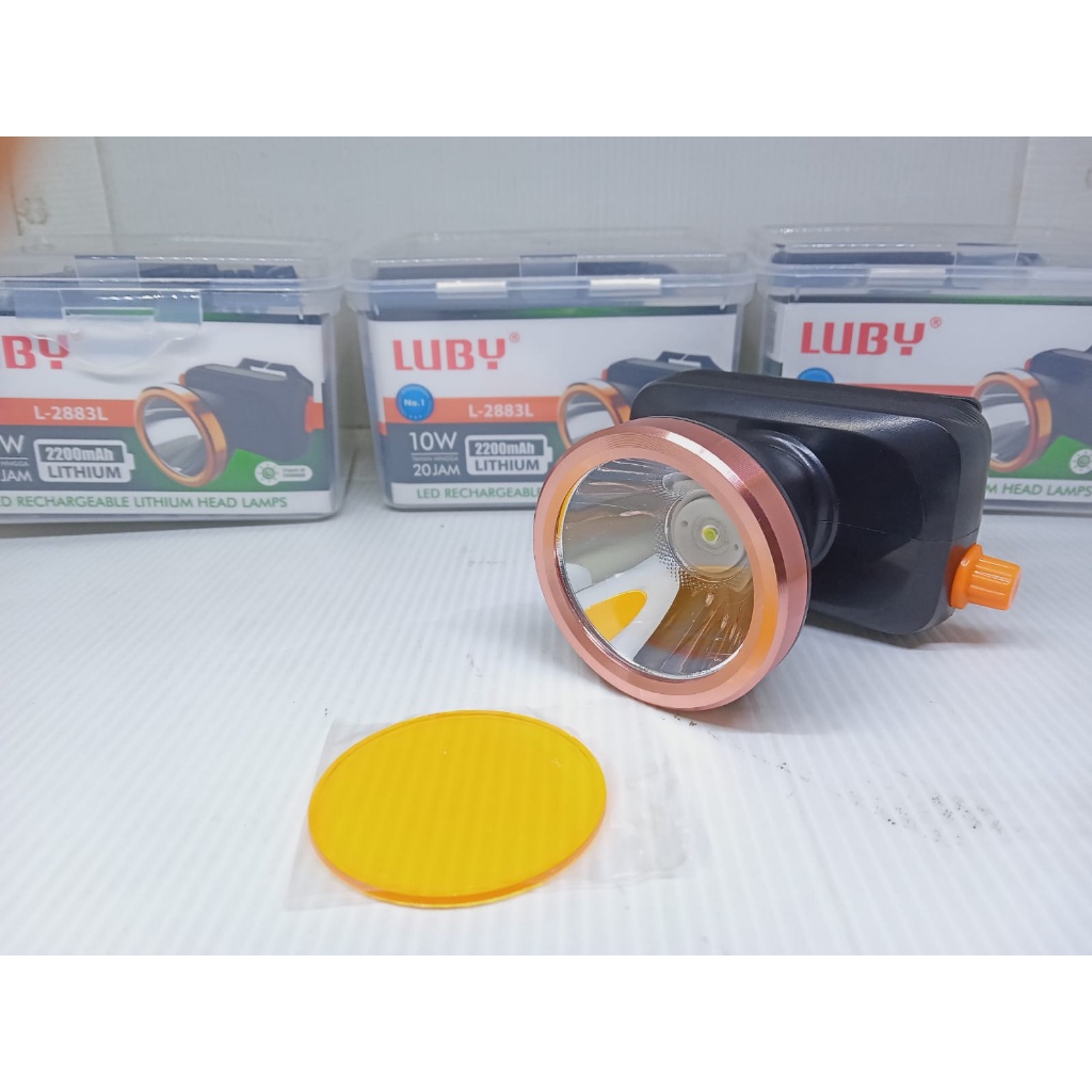 Senter Kepala/Headlamp LUBY L 2883L 10 watt+Free lensa kuning / L-2883L